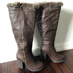 High brown boots